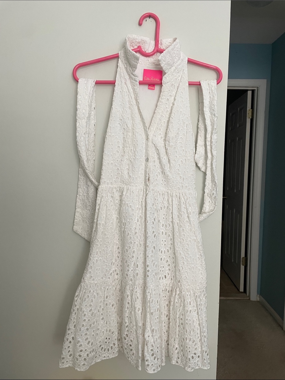 Lilly Pulitzer White Eyelet Halter Mini Dress